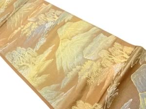 山に木々風景模様織出し袋帯